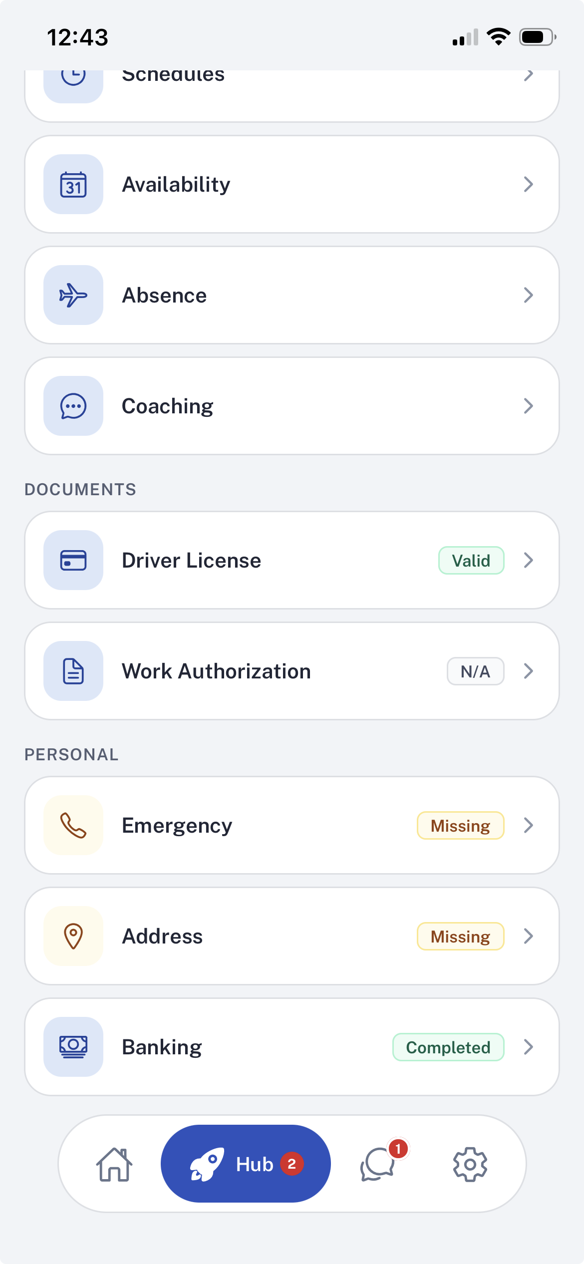 Driver Mobile App screen in DSP GO