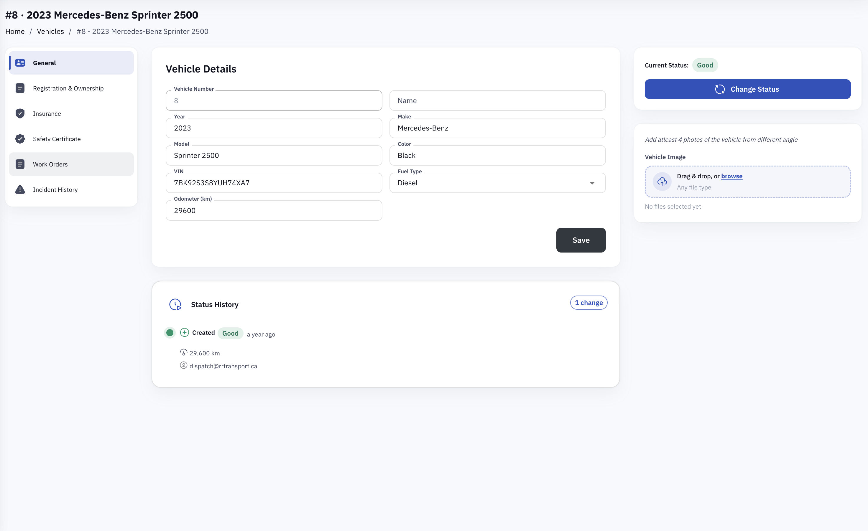 Vehicle Lifecycle screen in DSP GO